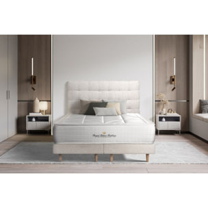Ensemble 2p - Matelas Ressorts ensachés et mémoire de forme - Maxi Epaisseur : 26cm - Double Sommiers - Confort : Équilibré - Bouclette - Windsor