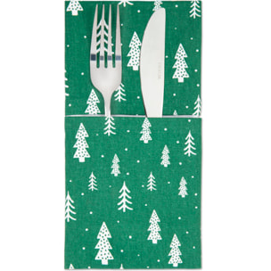 Set chemin de table avec 2 serviettes Excelsa – Green Winter, Coton vert