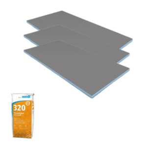 Pack 3 panneaux de construction WEDI 125 x 60 x 5 cm + colle à carrelage universelle 320