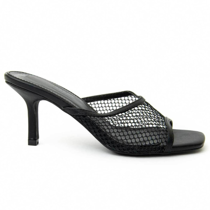 Sandalias de Tacón - Negro - Altura: 7 Cm