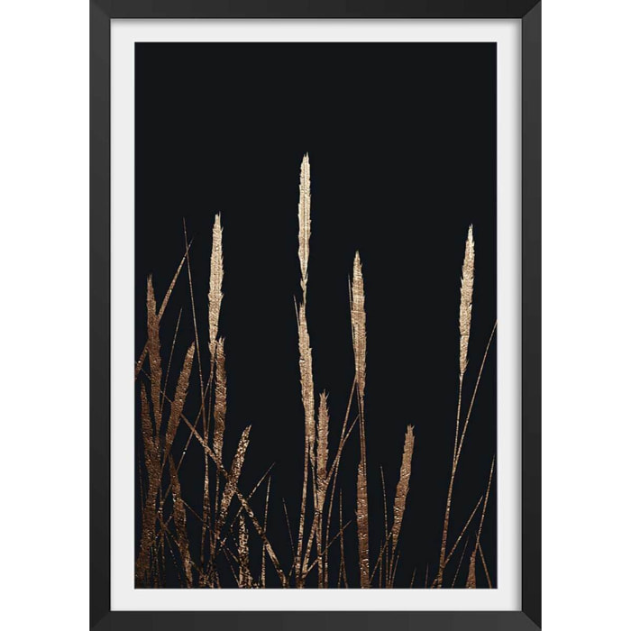 Poster blés dorés Affiche + cadre en bois - Noir