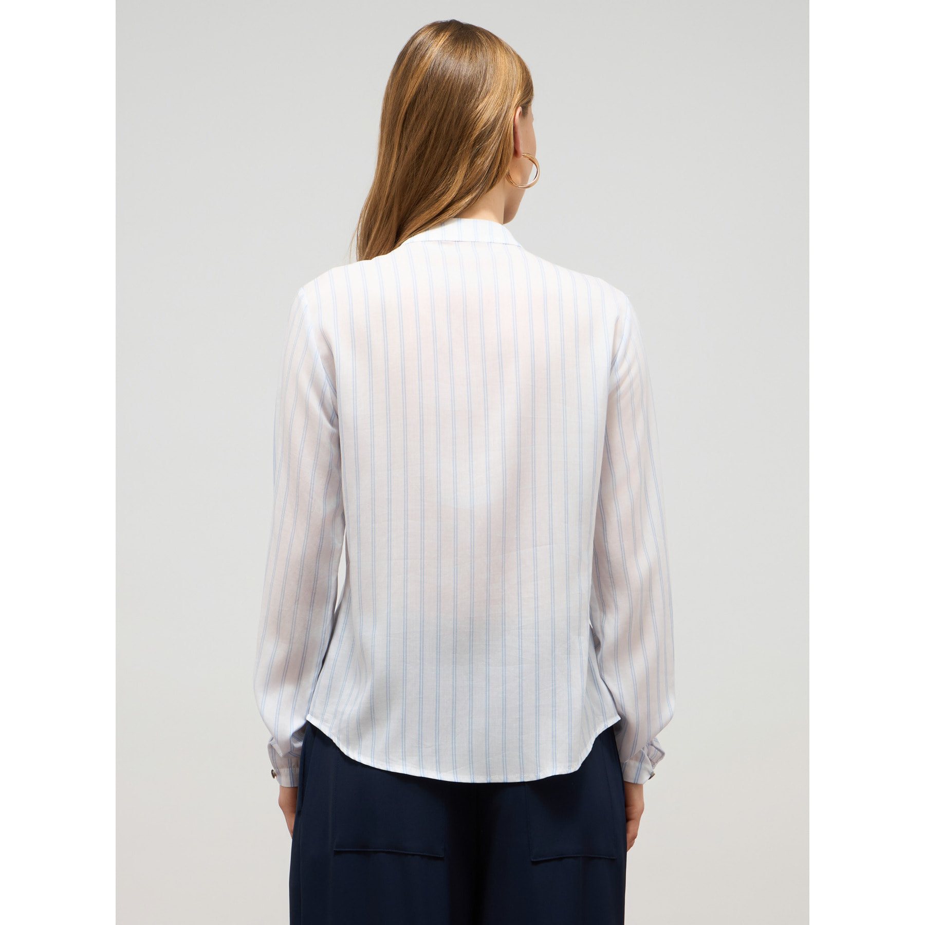 Oltre - Camicia a righe con volant - Bianco