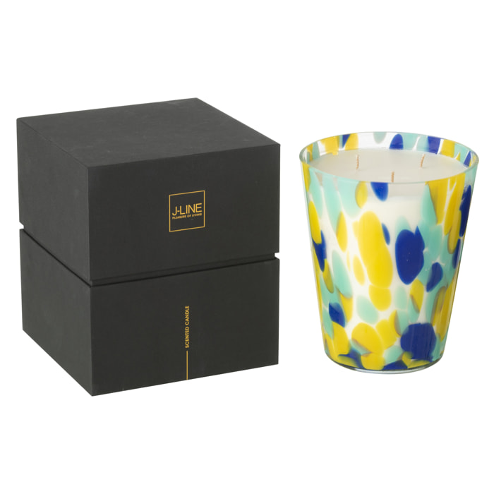 J-Line bougie parfumée Noa - bleu/jaune - large - 95H