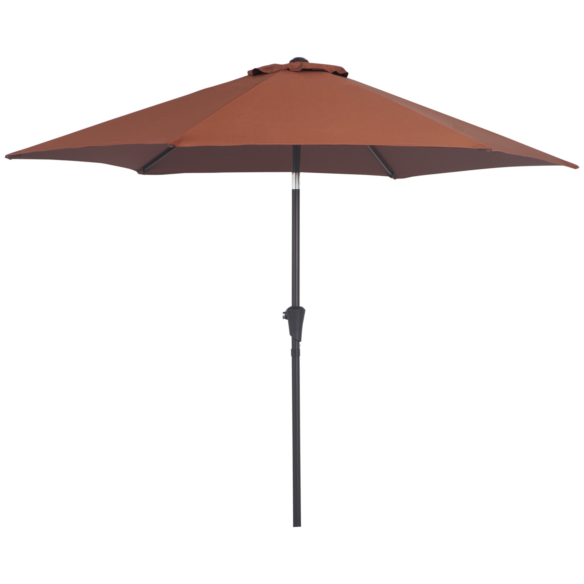 Parasol inclinable de jardin balcon terrasse manivelle toile polyester imperméabilisée haute densité 180 g/m² Ø2,6 x 2,35H m alu café