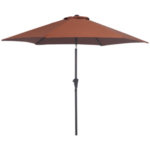 Parasol inclinable de jardin balcon terrasse manivelle toile polyester imperméabilisée haute densité 180 g/m² Ø2,6 x 2,35H m alu café