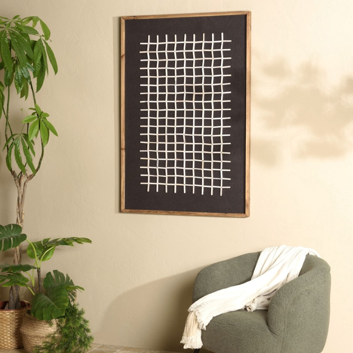 SANDY - Décoration murale 62x82cm motifs géométriques Pin recyclé