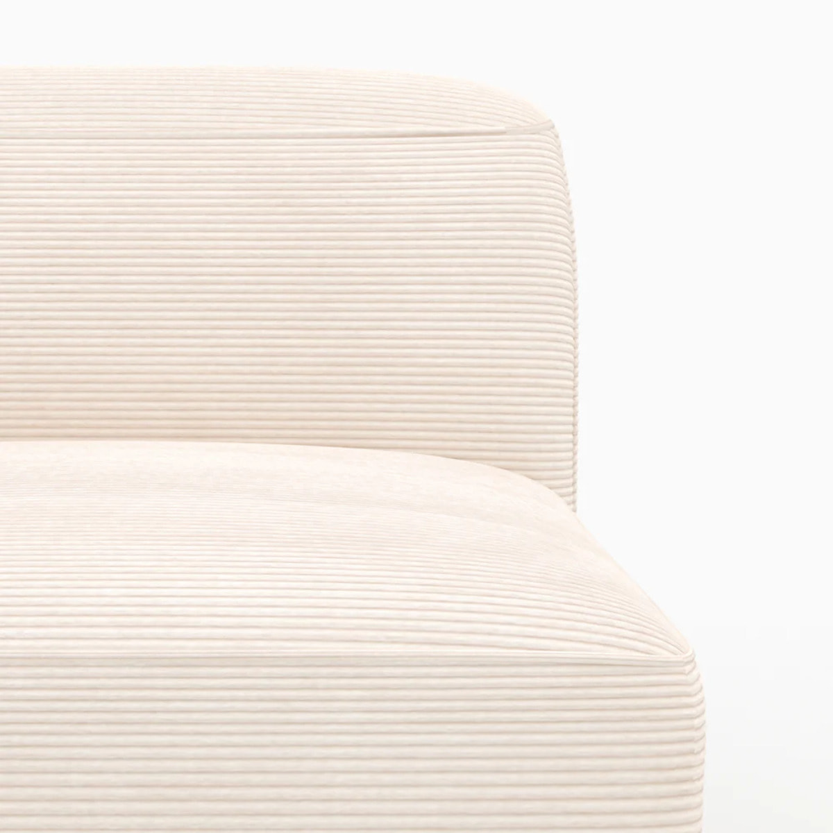 Canapé modulable en velours côtelé blanc cassé 3 places - Mina