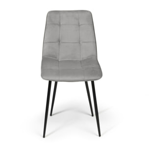 Chaises Linda en velours et pieds métal noirs - Gris Clair