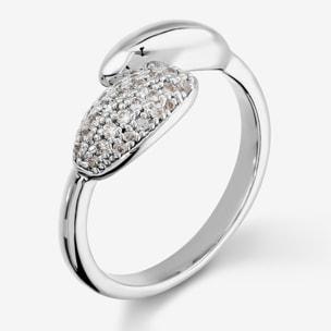 Anello Contrarié Lucido con Pavé di Cubic Zirconia