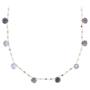Collana Girocollo Rosario con Ciondoli a Goccia in Pietra di Luna Bianca