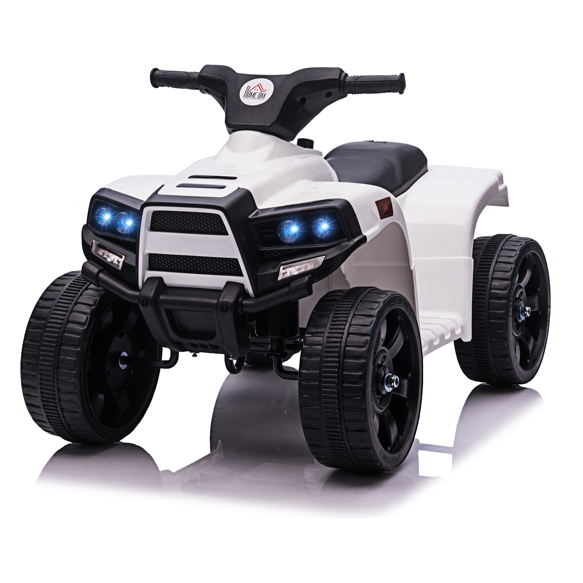 Voiture 4x4 quad buggy électrique enfant 18-36 mois 6 V 3 Km/h max. effet lumineux sonores métal PP blanc noir