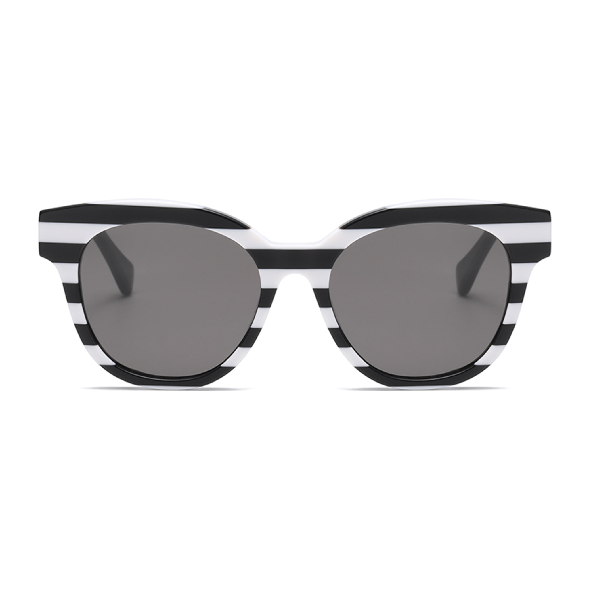 Gafas OCEAN modelo Grande place en color Montura brillante en blanco y negro con lentes esmaltadas ahumadas.