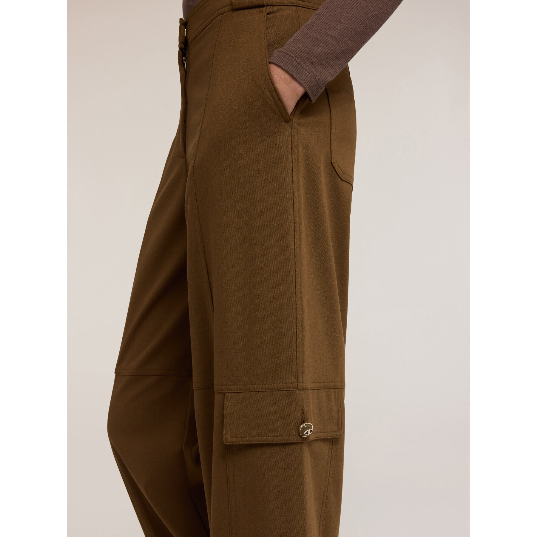 Motivi - Pantaloni cargo in flanella misto lana - Marrone