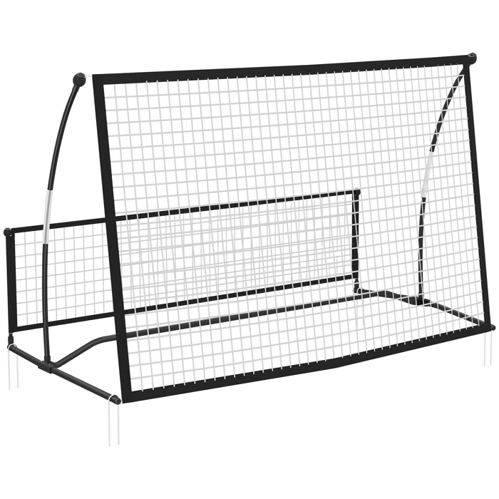 Filet de rebond football double face avec sac métal noir