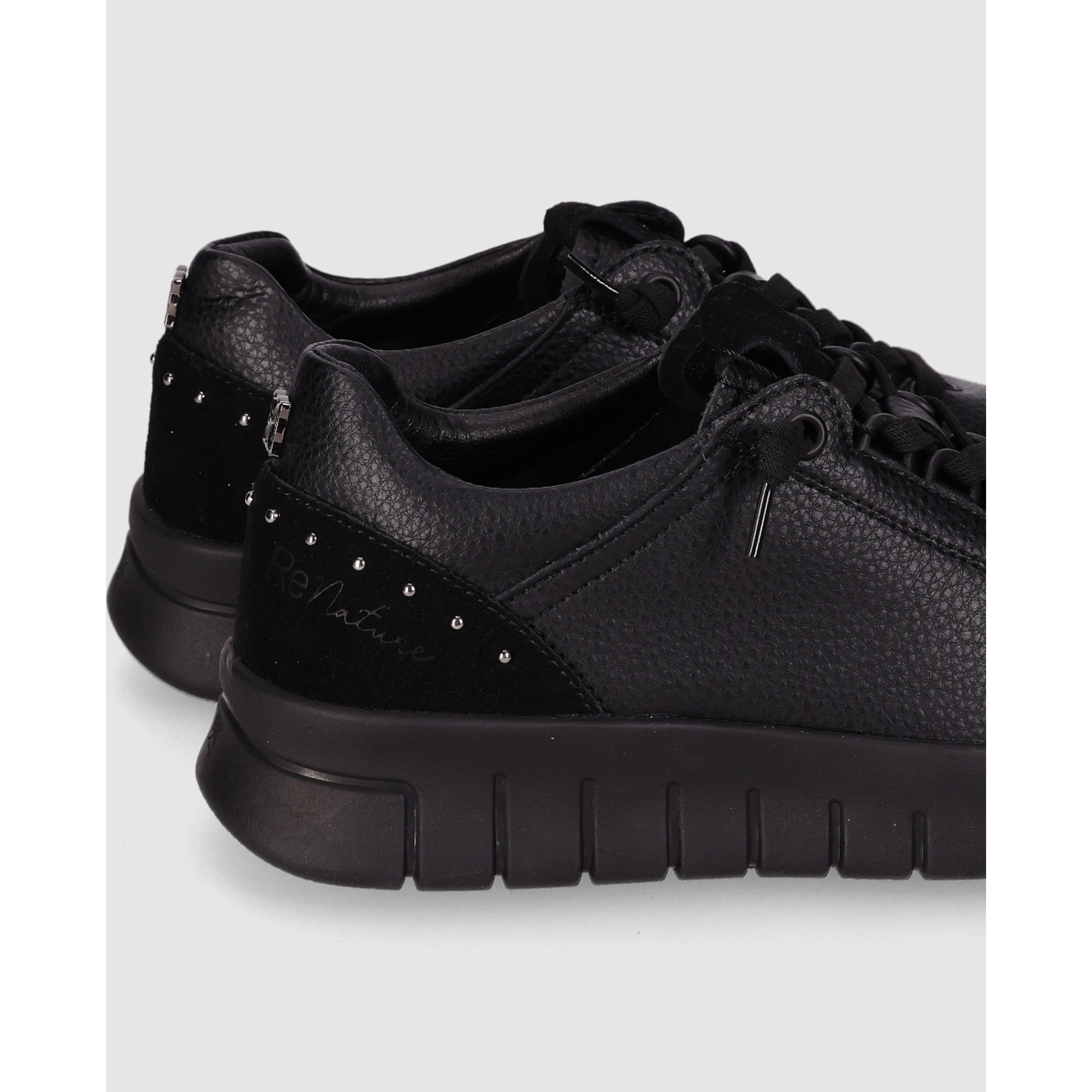 Zapatos de Piel - Negro - Tacón: Bajo