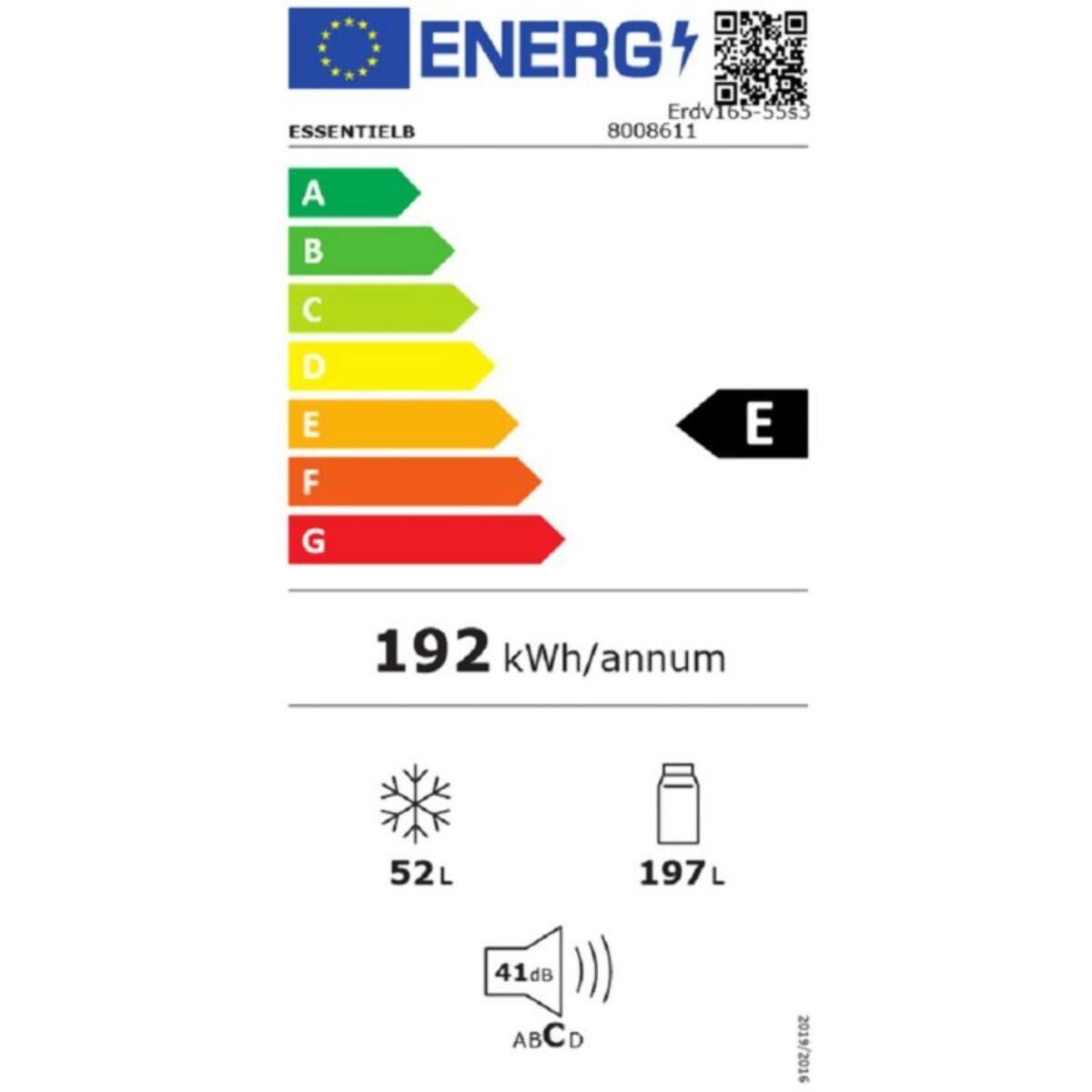 Réfrigérateur 2 portes ESSENTIELB ERDV165-55s3