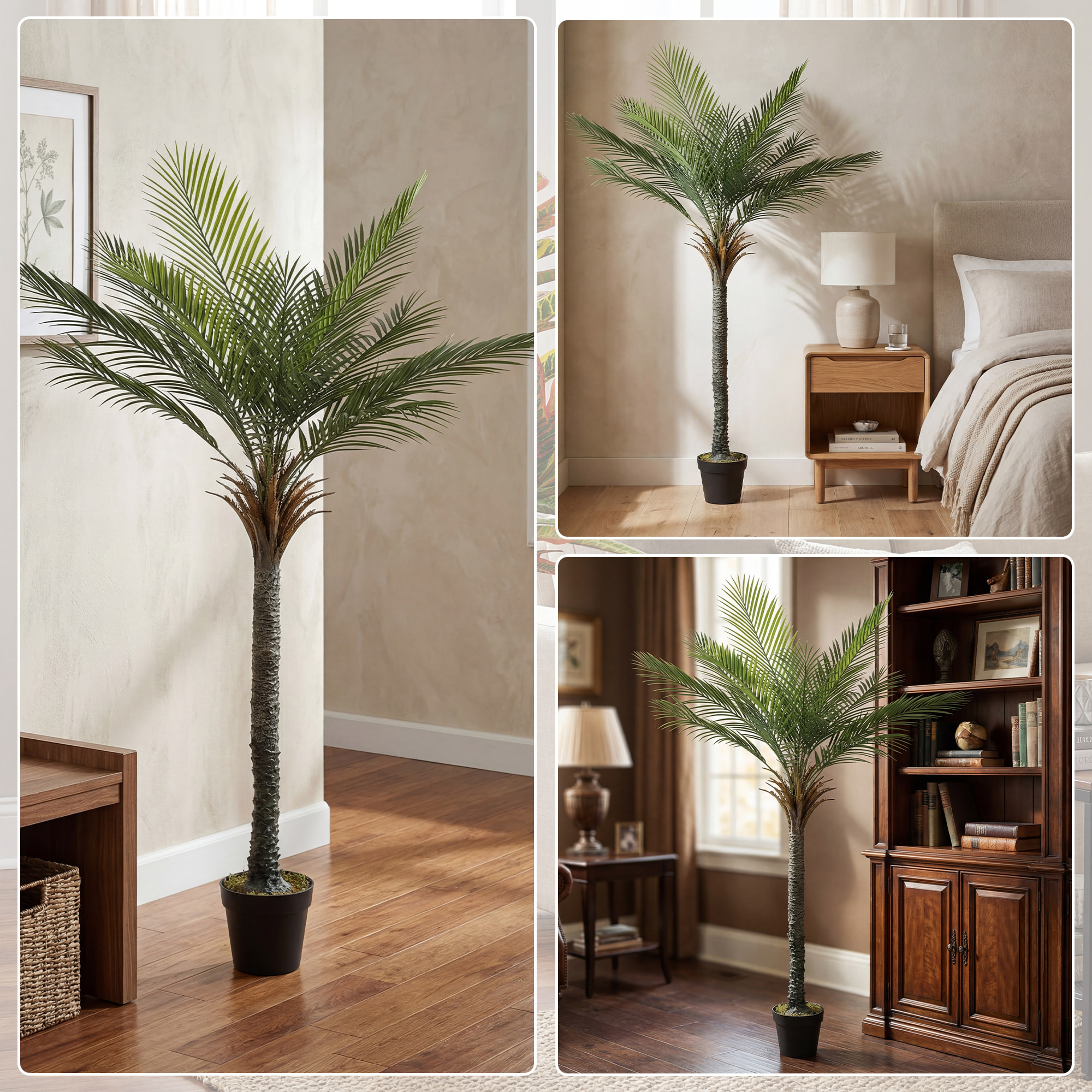 Planta Artificial Decorativa 180 cm Palmera Artificial con Maceta y Hojas para Interior Hogar Salón Oficina Verde