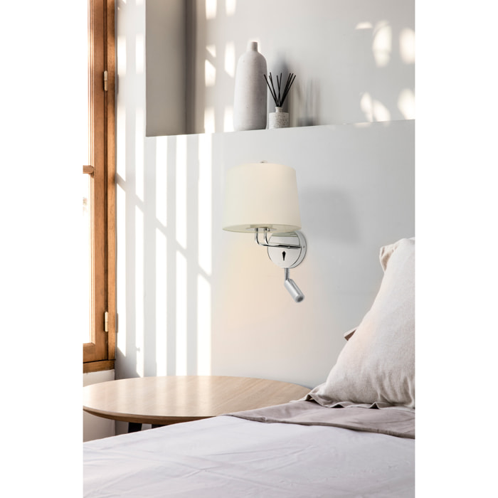 MONTREAL Lampada da parete con lettore chrome/beige