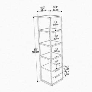 Libreria Dfogliat, Scaffale da ufficio, Mobile portalibri, Biblioteca, 39x39h169 cm, Oro e Antracite