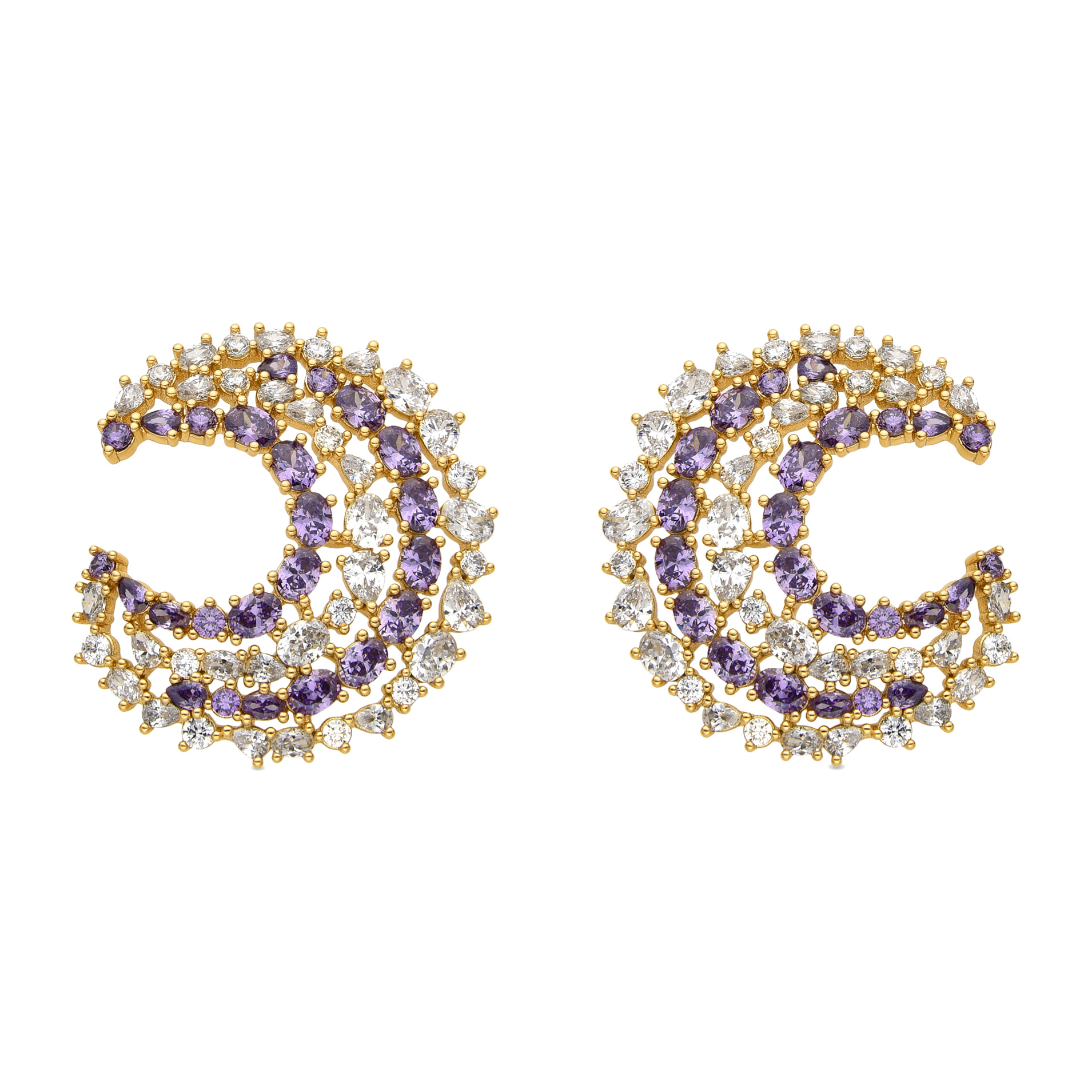 Pendientes con Circonita Multicolor acabado oro 18k