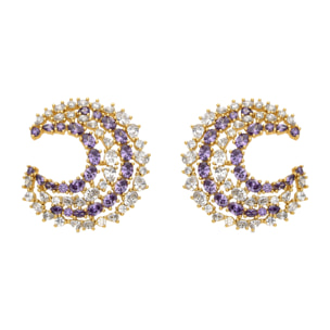 Pendientes con Circonita Multicolor acabado oro 18k