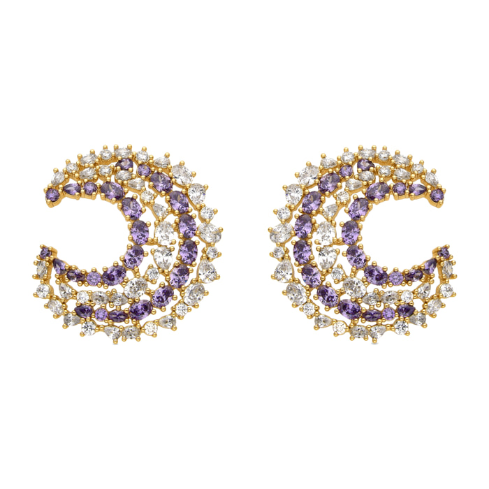 Pendientes con Circonita Multicolor acabado oro 18k