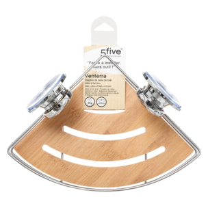 Étagère d'angle en métal et bambou