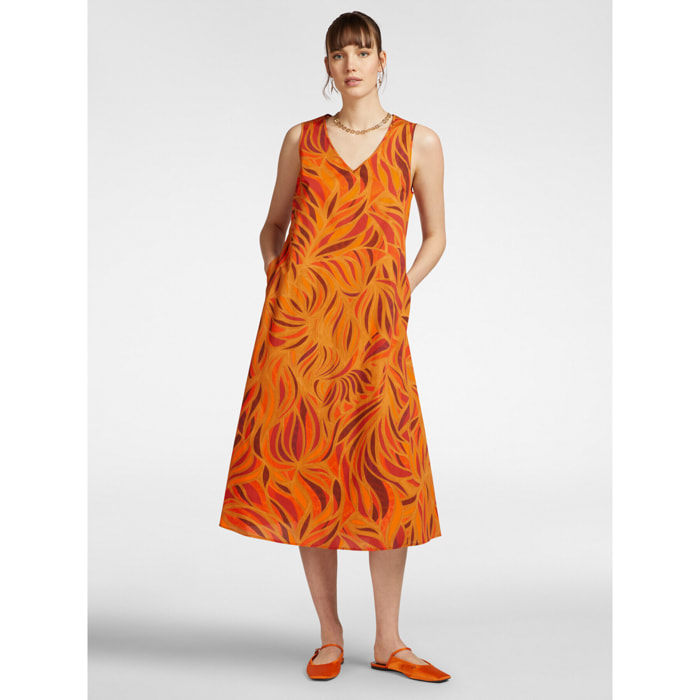 Elena Mirò - Abito stampato in cotone stretch - Arancione