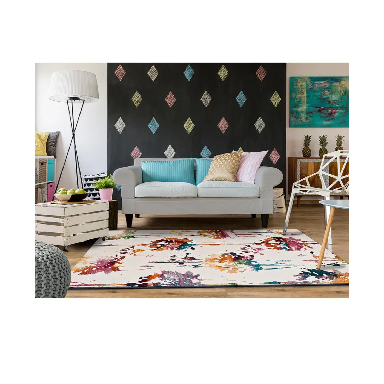 KATRINA Alfombra abstracta de pelo corto multicolor, varias medidas disponibles.