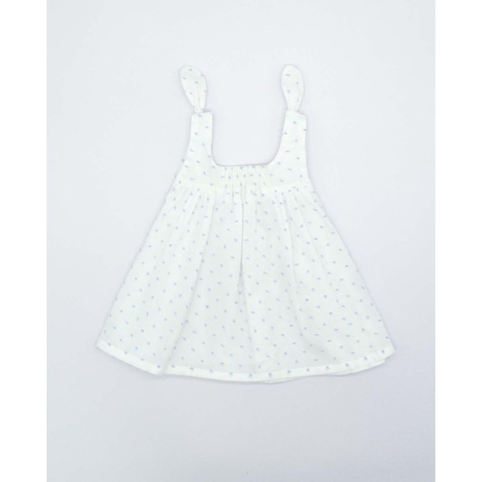 VESTIDO BLANCO PLUMETI AZUL