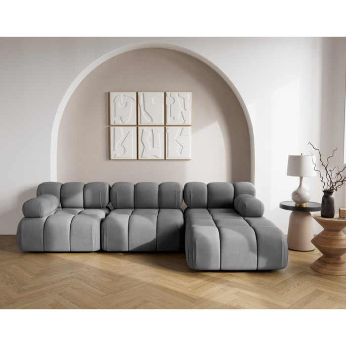 Ruby - canapé modulable d'angle droit 4 places en velours texturé - Gris