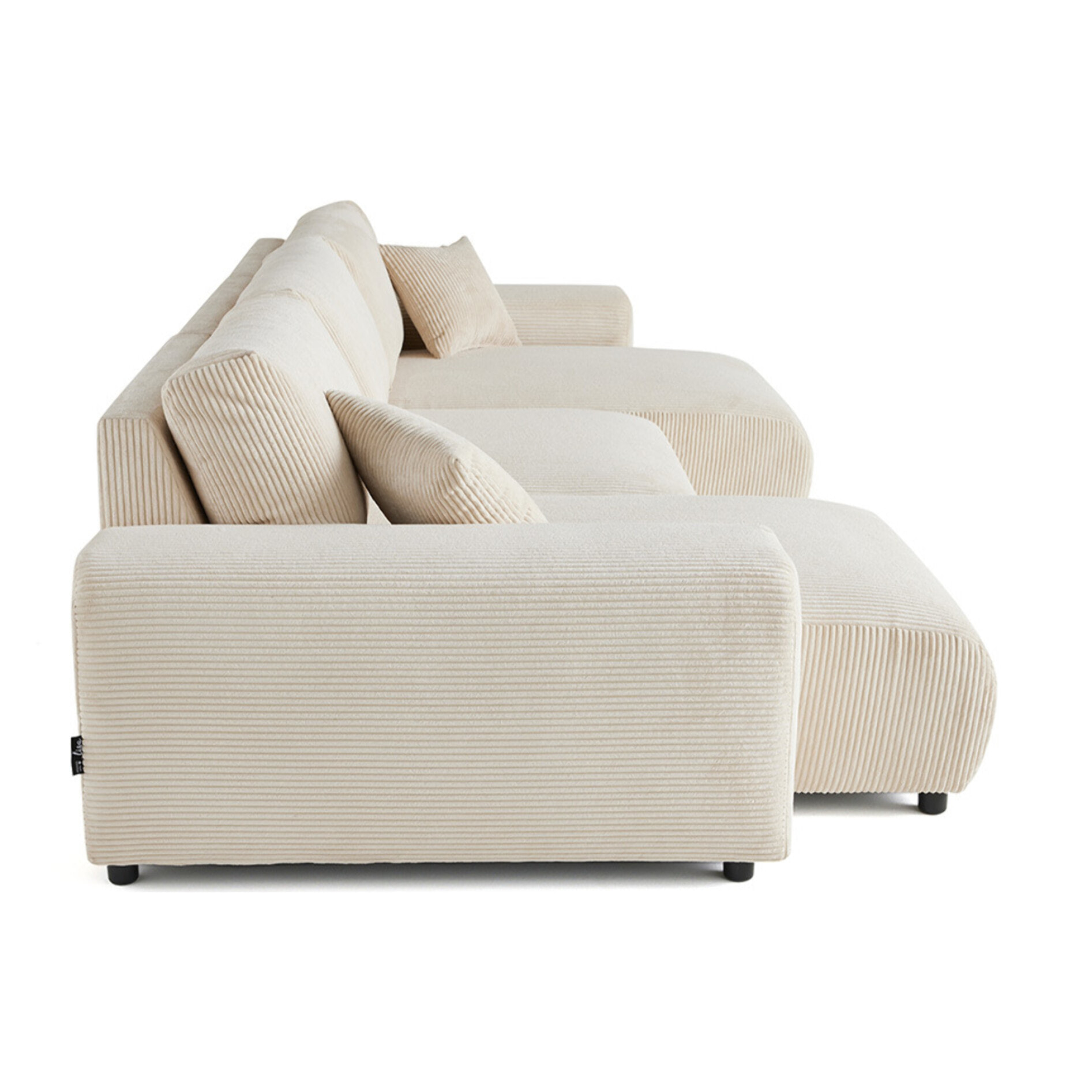 Garance - canapé panoramique en U - 7 places - en velours côtelé - Beige
