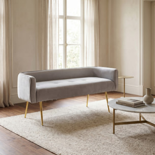 Divanetto Imbottito in Effetto Velluto con Braccioli e Gambe in Acciaio, Seduta Elegante dal Design Moderno per Camera da Letto, Ingresso, Soggiorno e Studio