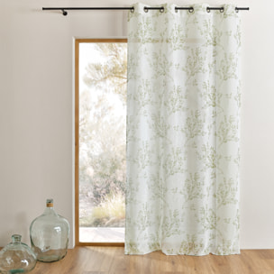 Voilage imprimé à motifs branches à oeillets - Kaki