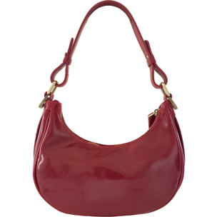 Borsa a Spalla Elegante Mezzaluna da Donna in Pelle Lucida