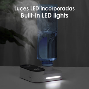 Umidificatore universale con adattatore per bottiglie d'acqua. Batteria ricaricabile incorporata. Adattatore con tappo a vite da 30 mm.