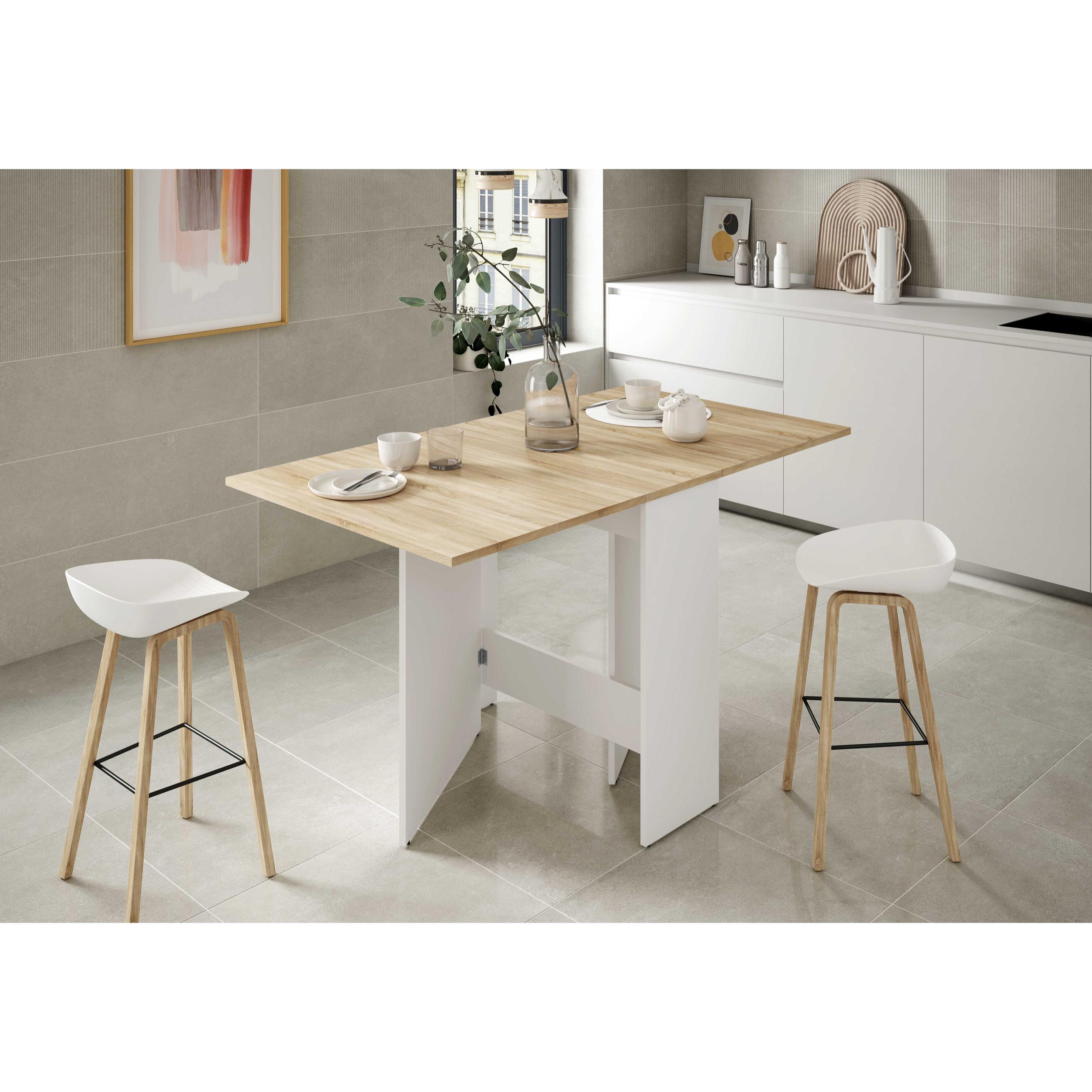 Mesa extensible lys 30-140 cm roble/blanco