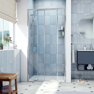 SAT PROJECT  Porte de douche 100x185cm coulissante avec profilé chrome brillant (SATPROMUD100CRT)