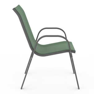 Chaises de jardin empilables textilène vert - lot de 6