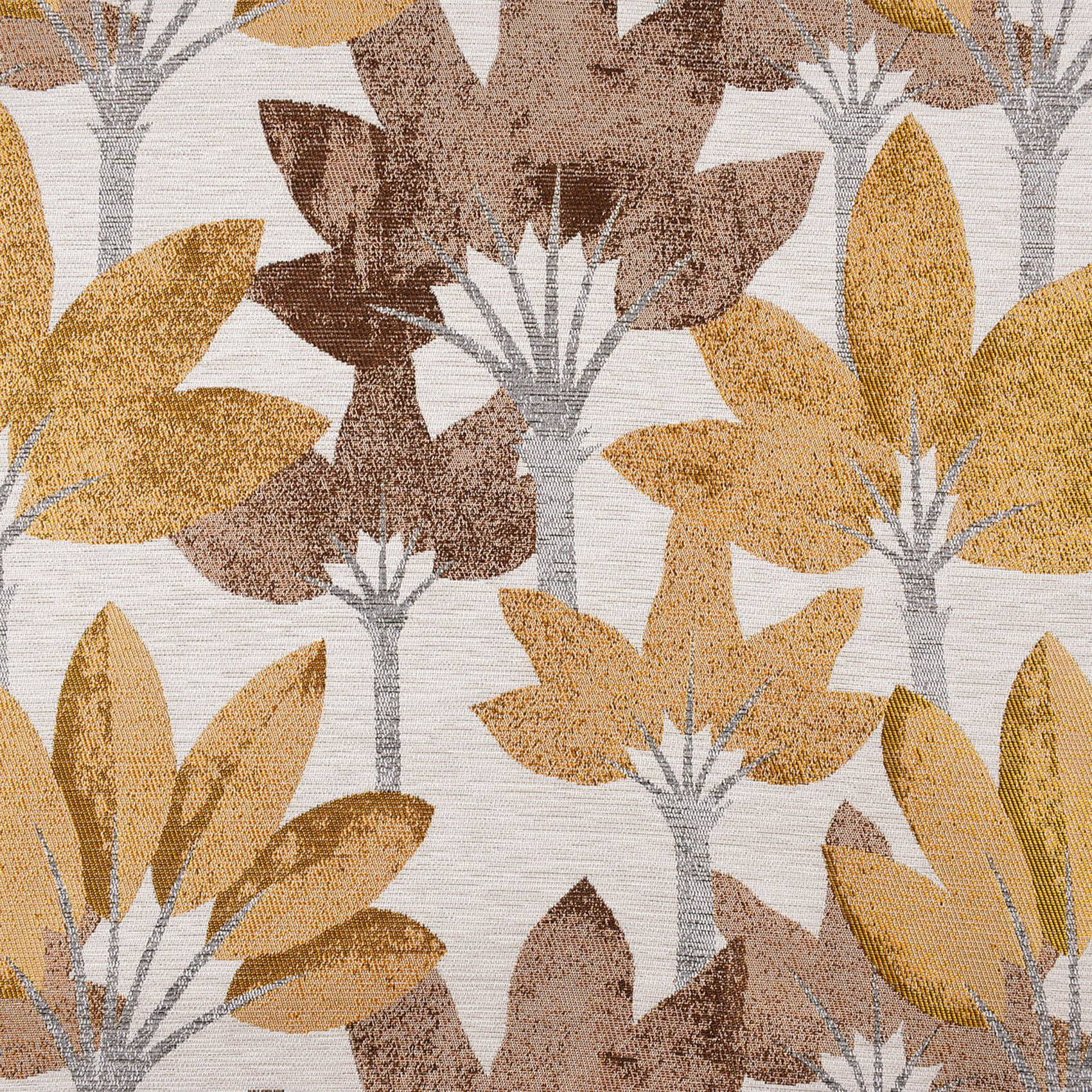 Rideau à oeillets jacquard motif végétal - Jaune