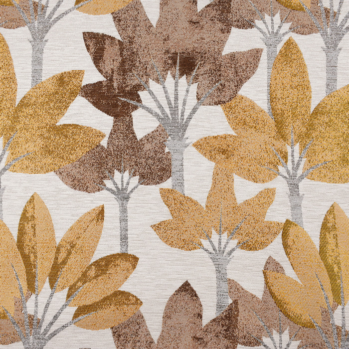 Rideau à oeillets jacquard motif végétal - Jaune