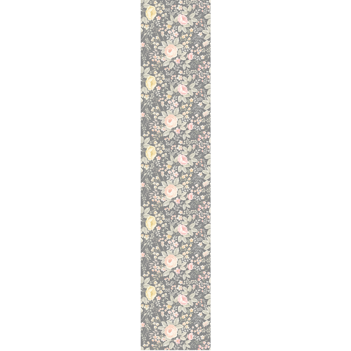 Papier peint intissé pré-encollé - FLEURS VINTAGE ROSE PIVOINES GRIS - 1 rouleau