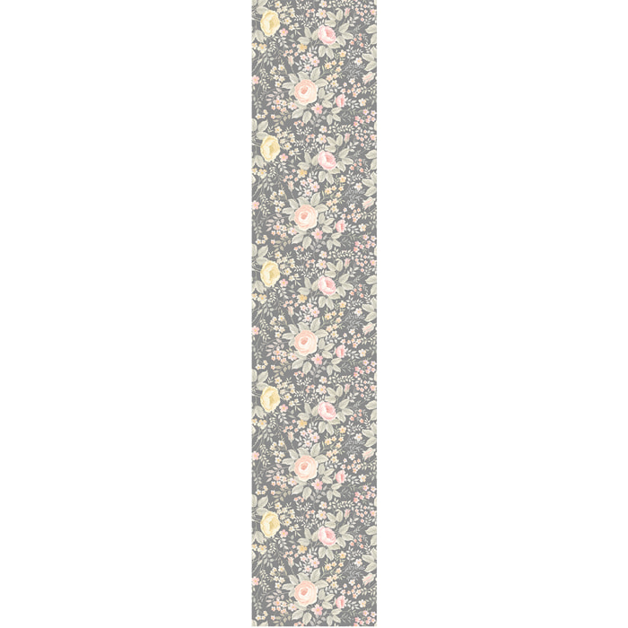 Papier peint intissé pré-encollé - FLEURS VINTAGE ROSE PIVOINES GRIS - 1 rouleau