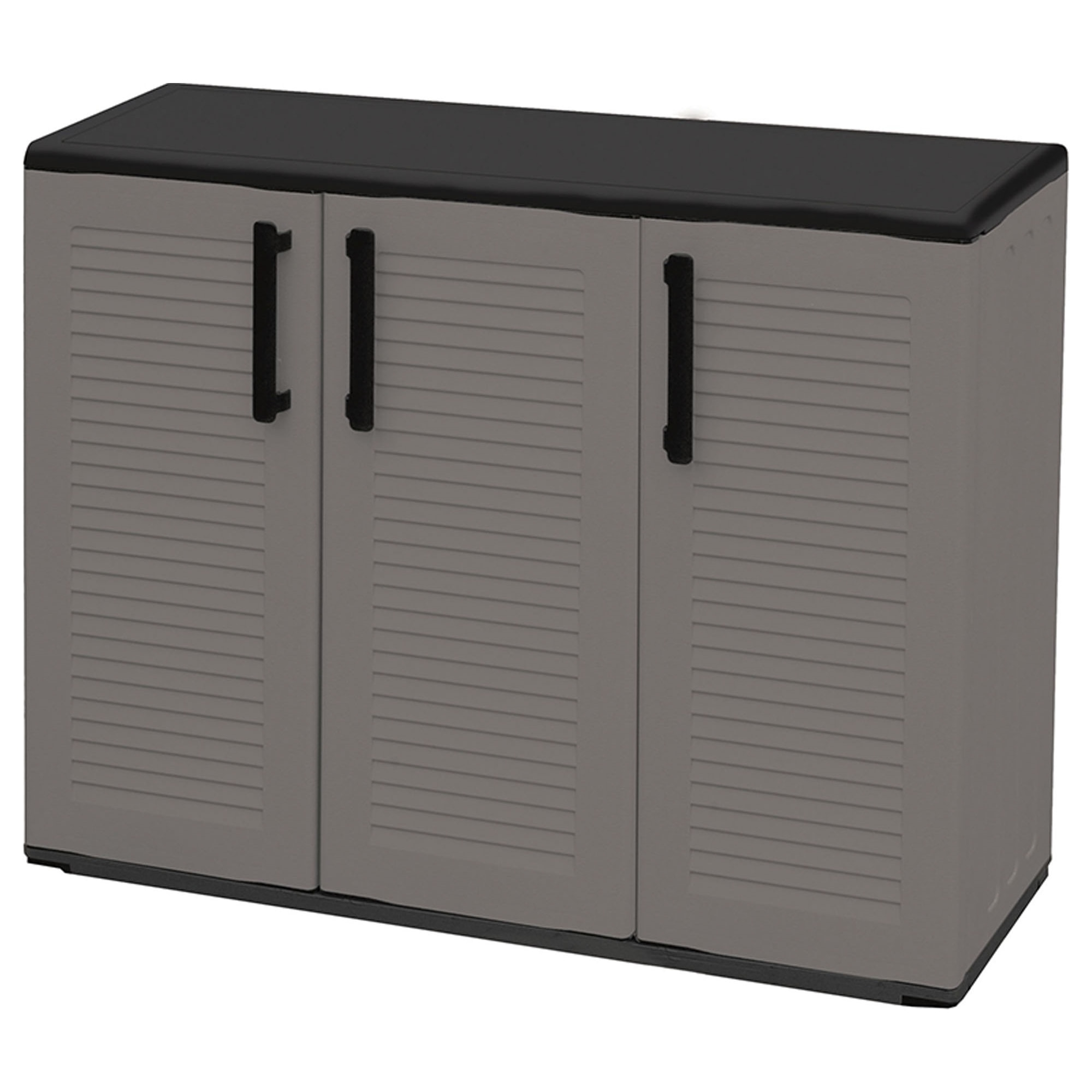 Armario de mediana altura en polipropileno, material reciclable y ecológico sostenible, está equipado con bisagras de acero y estantes ajustables, dim