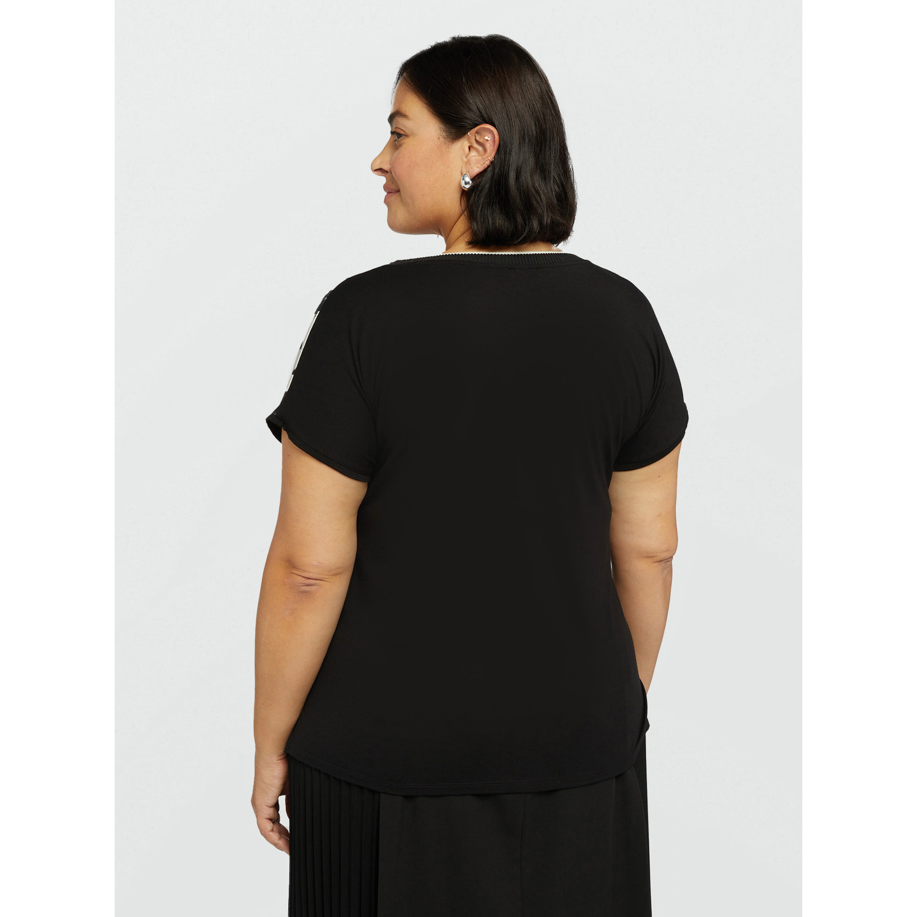 Fiorella Rubino - Star camiseta bimaterial - Negro