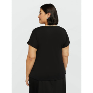 Fiorella Rubino - Star camiseta bimaterial - Negro