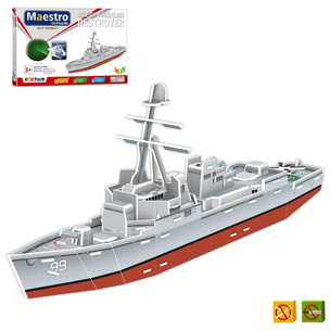 Puzzle 3D Destructor Naval Arleigh Burke-class - 50 piezas - Tamaño montado: 44 x 16 x 7 cms