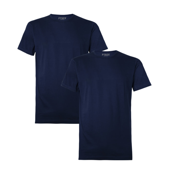T-Shirt Uomo Pyrex Cotone Bielastico Art. PG30 Conf. 2 pz Girocollo Blu