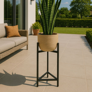 Cache pot en rotin pieds en métal noir 35cm h78-95cm LIMA