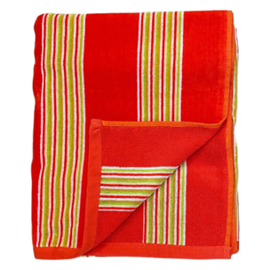 Serviette de plage L éponge velours Jacquard - Milonga Orange - 400g/m²